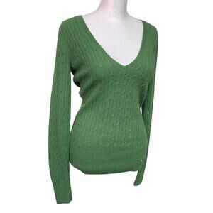 NWT New Lucidity Womens Large Rabbit Hair Blend Long Sleeve Deep V Knit Sweater